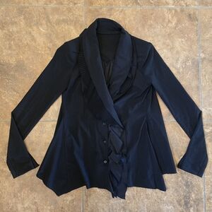 Black Ruffled | BALOOM | Button Down Blazer